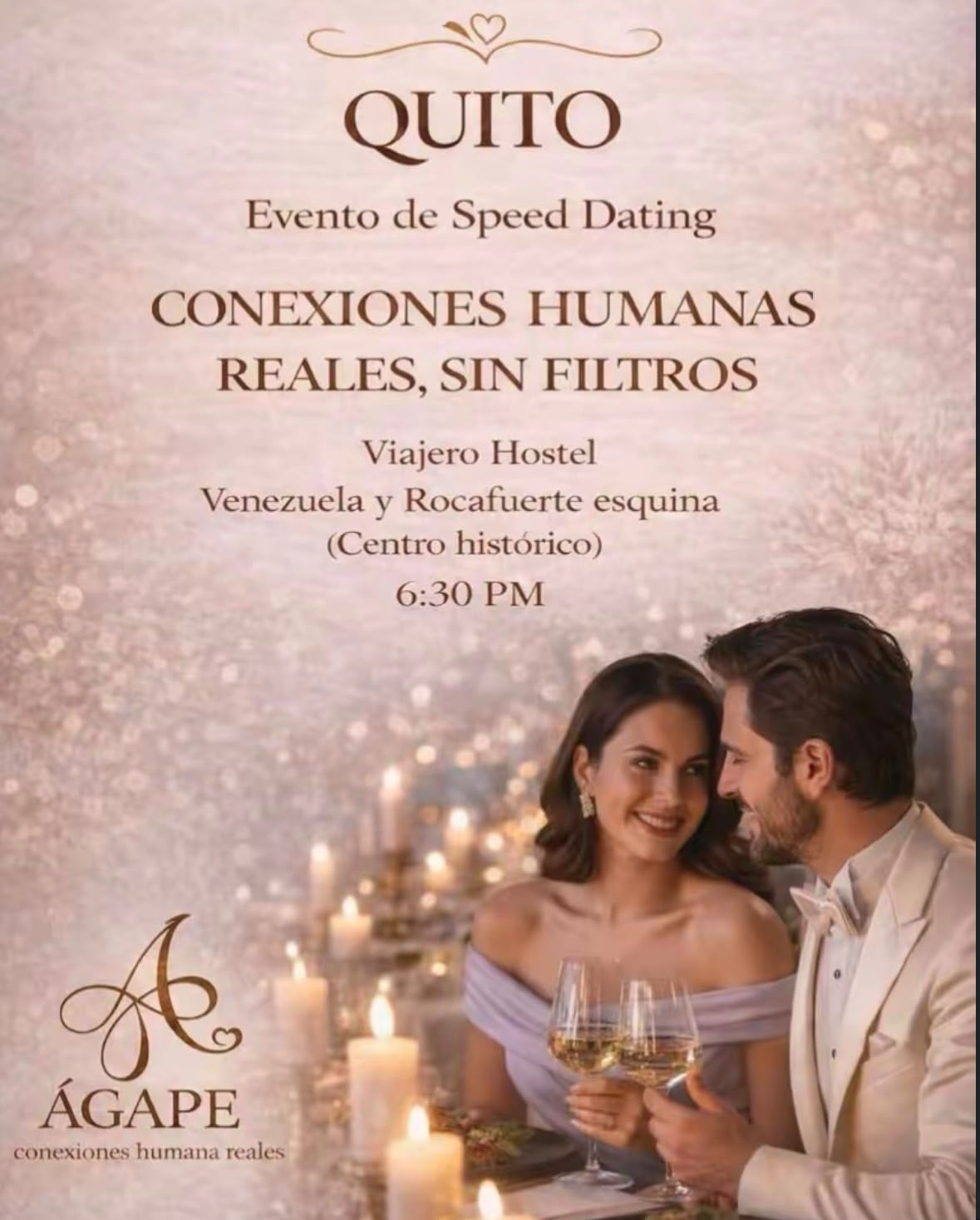 Flyer de la primera edición de Ágape en Viajero Hostel, Quito